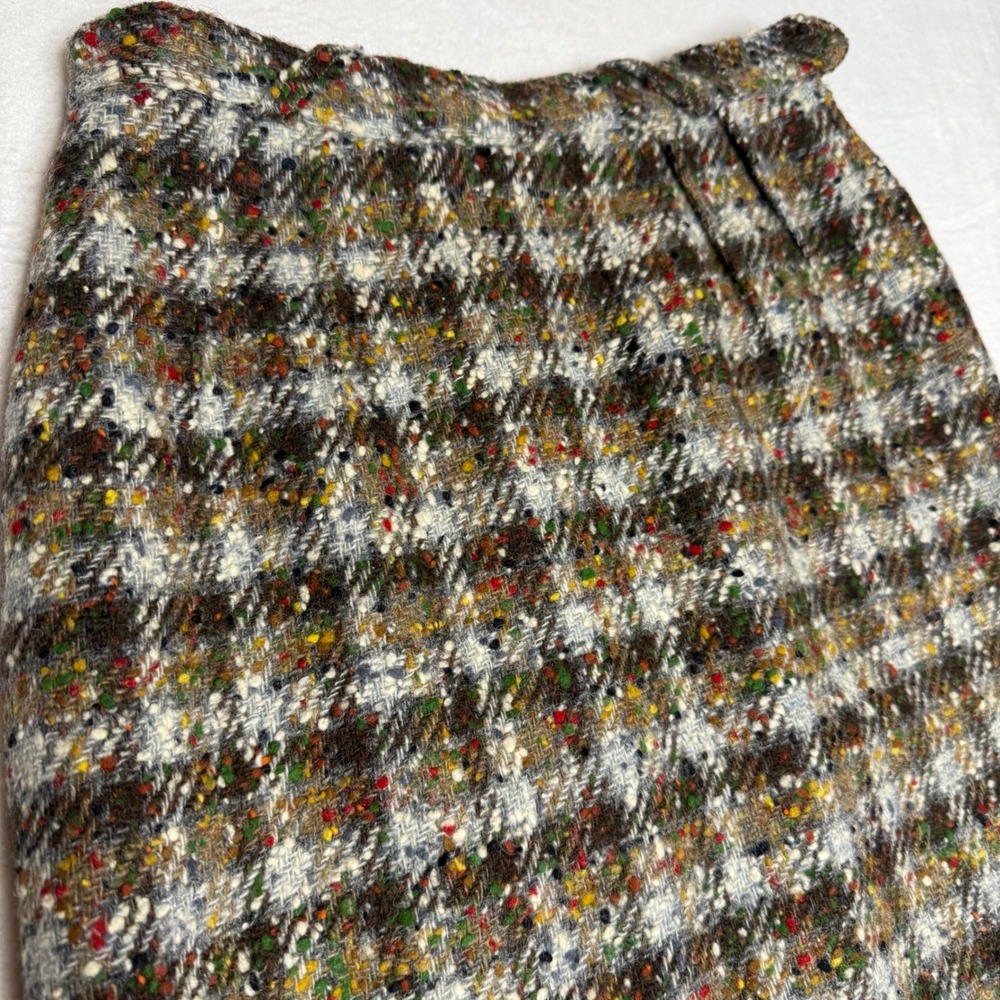 VTG Century of‎ Boston Tweed Plaid Skirt Women's Knee Length Wool Blend Career